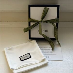 Gucci Box with Olive Ribbon and White Dust Bag
